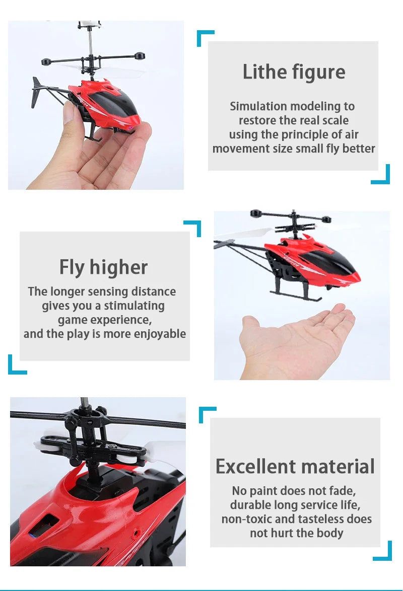 Mini Rechargeable RC Drone for Kids – Fall-Resistant Safe Remote Control Helicopter Toy (No Remote Battery)