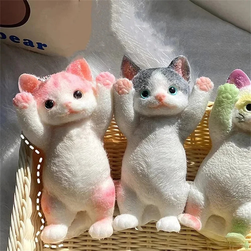 Realistic Fluffy Cat Stress Relieving Toy – Simulation Cat Doll Squeeze Gift for Kids & Adults