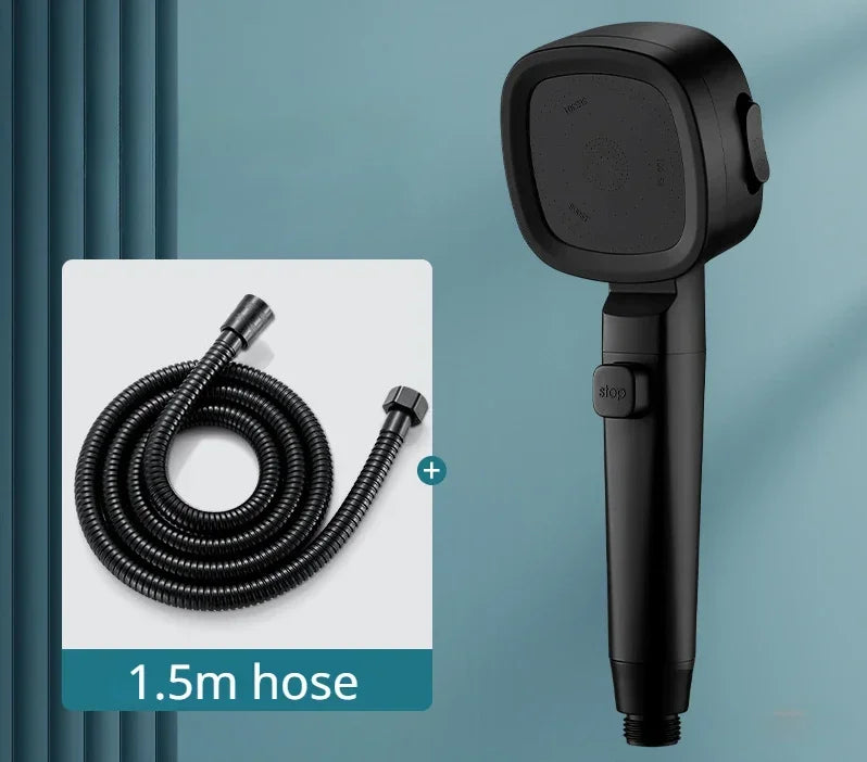 High Pressure 3-Mode Shower Head | Water Saving Adjustable Shower Head with One-Key Stop & Massage Spray
