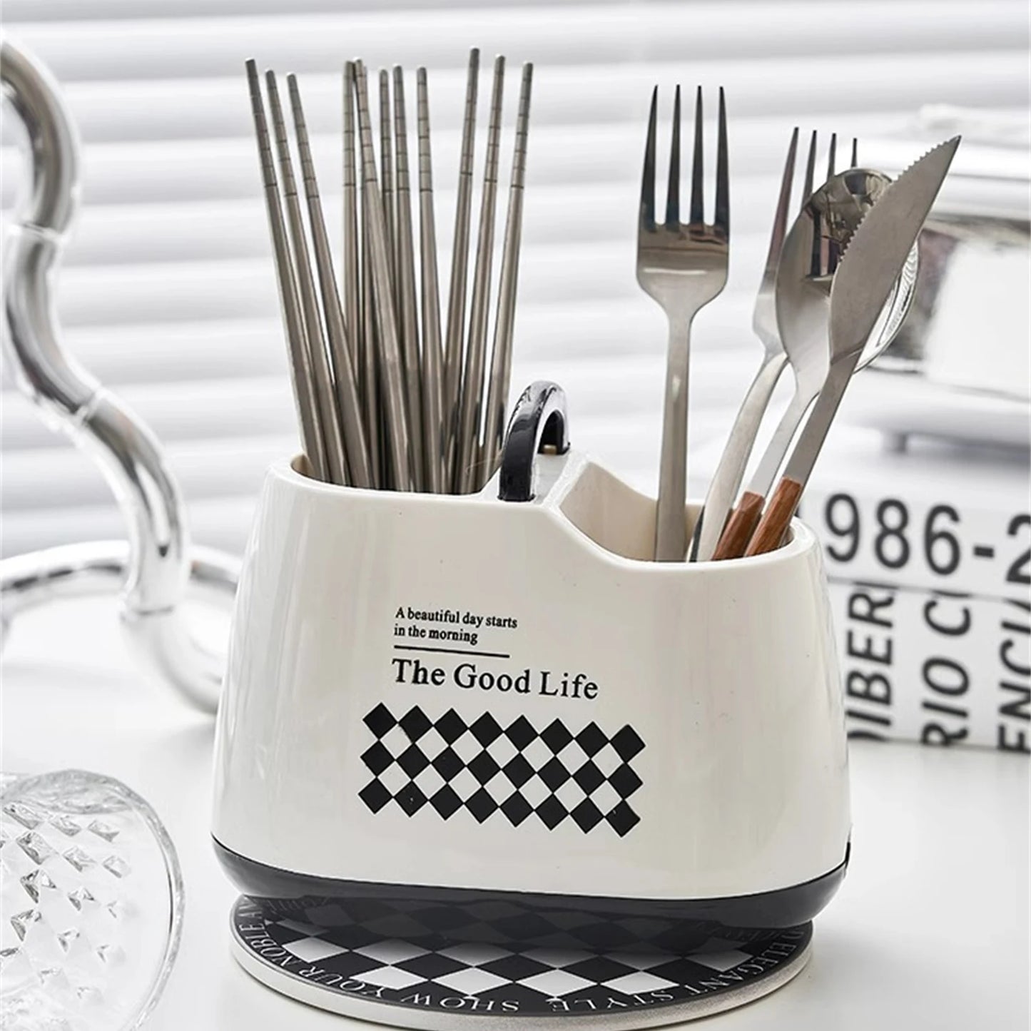 Kitchen Tableware Holder – Plastic Cutlery Storage Box with Drainage Hole