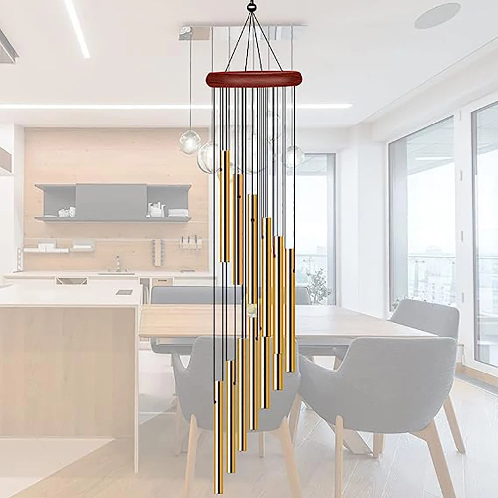 Aluminum Wind Chimes with Hook – Gold & Silver Tubes for Outdoor, Memorial, or Gift Decor