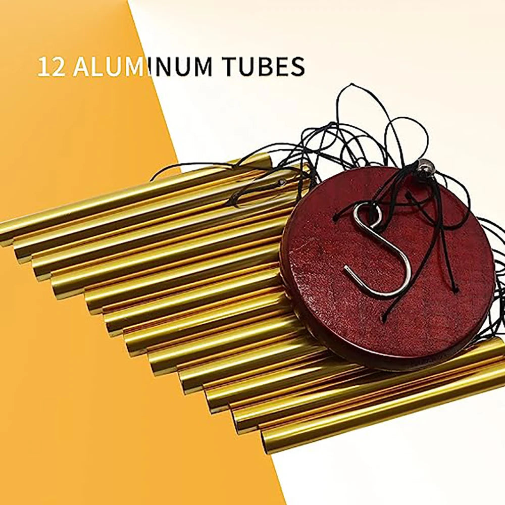 Aluminum Wind Chimes with Hook – Gold & Silver Tubes for Outdoor, Memorial, or Gift Decor