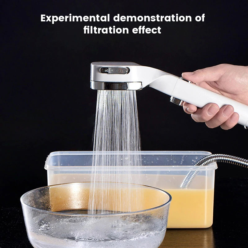 High Pressure 3-Mode Shower Head | Water Saving Adjustable Shower Head with One-Key Stop & Massage Spray