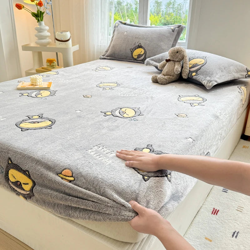 Warm Winter Bedsheet | Skin-Friendly Fitted Sheet | Mattress Protector for Adults & Kids | No Pillowcase
