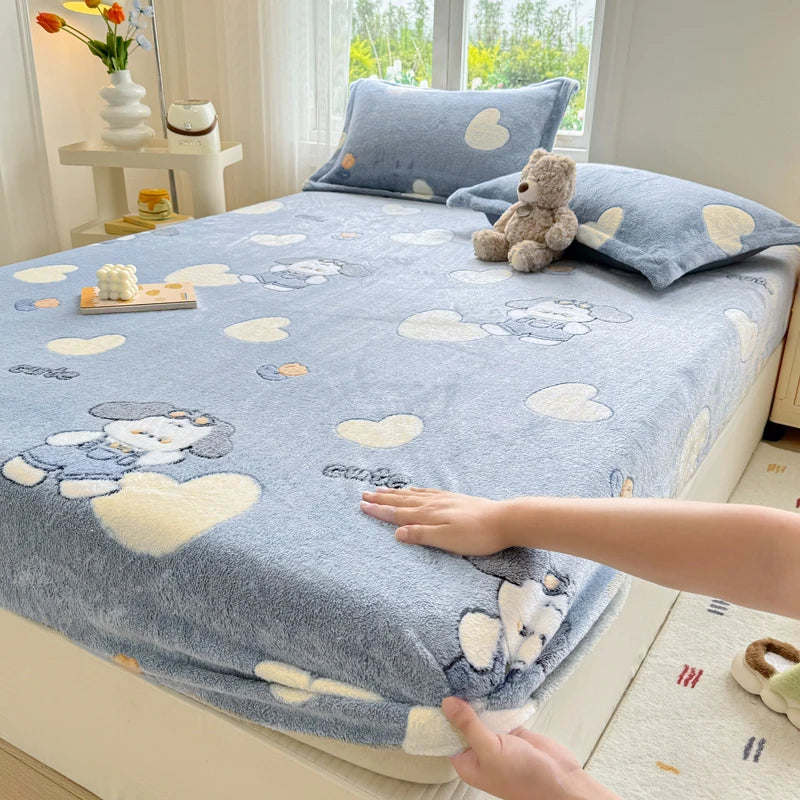 Warm Winter Bedsheet | Skin-Friendly Fitted Sheet | Mattress Protector for Adults & Kids | No Pillowcase