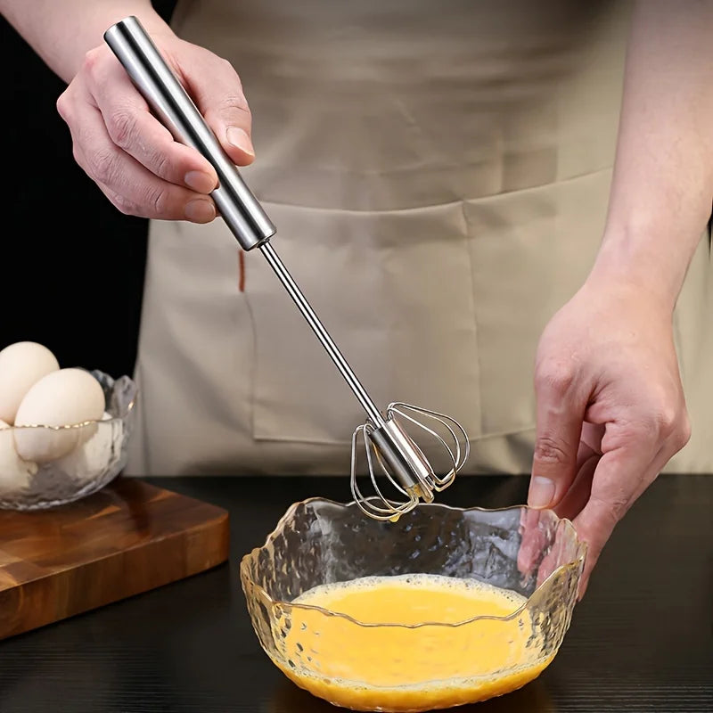 Stainless Steel Egg Beater – Semi-Automatic Hand Mixer for Baking & Cooking