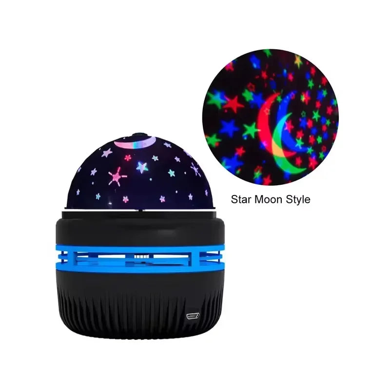 LED Starry Sky Projector – Rotating Night Light with Moon & Stars for Room Decor