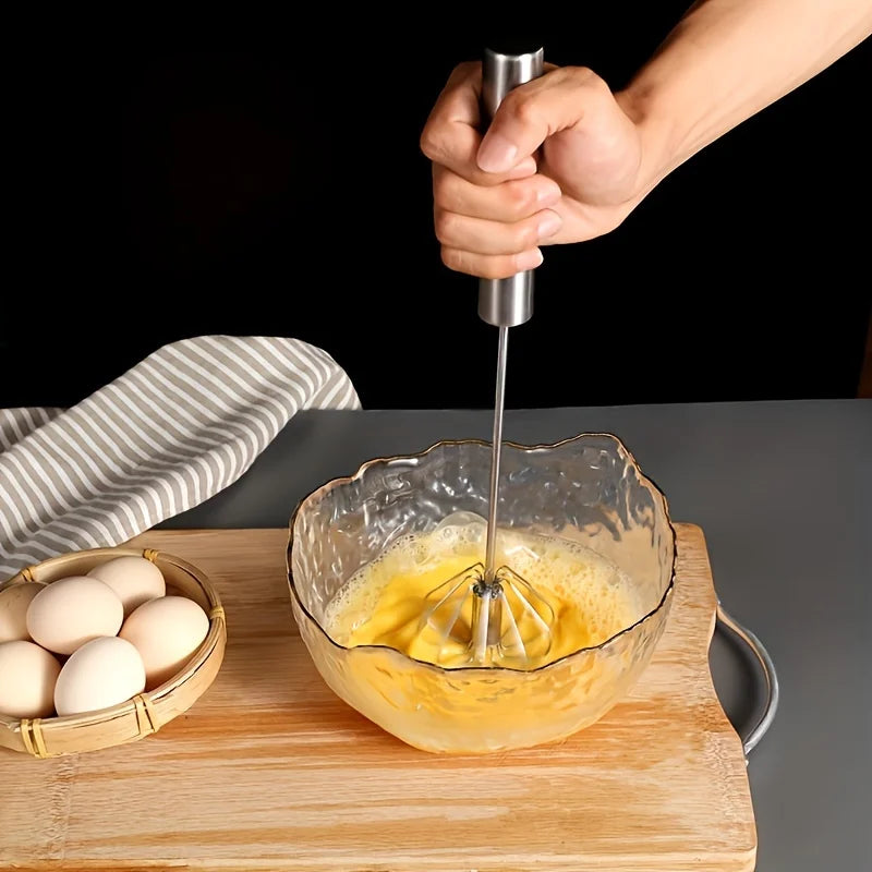 Stainless Steel Egg Beater – Semi-Automatic Hand Mixer for Baking & Cooking