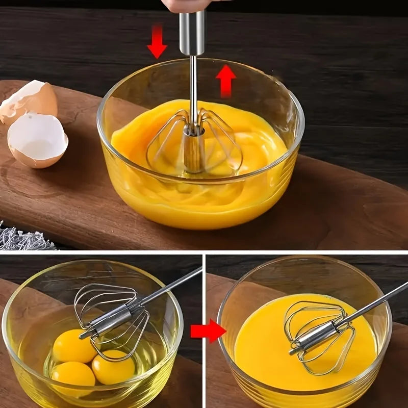 Stainless Steel Egg Beater – Semi-Automatic Hand Mixer for Baking & Cooking