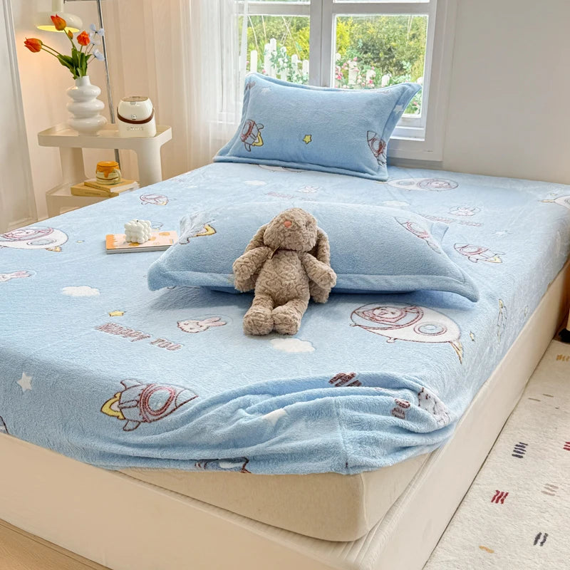 Warm Winter Bedsheet | Skin-Friendly Fitted Sheet | Mattress Protector for Adults & Kids | No Pillowcase
