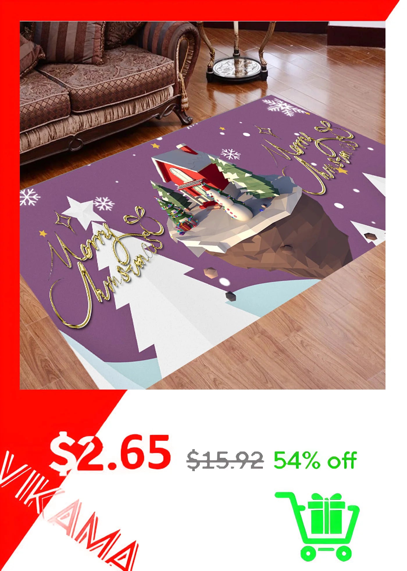 VIKAMA Silk Wool Rug – Soft Non-Slip Luxury Mat for Living Room & Bedroom