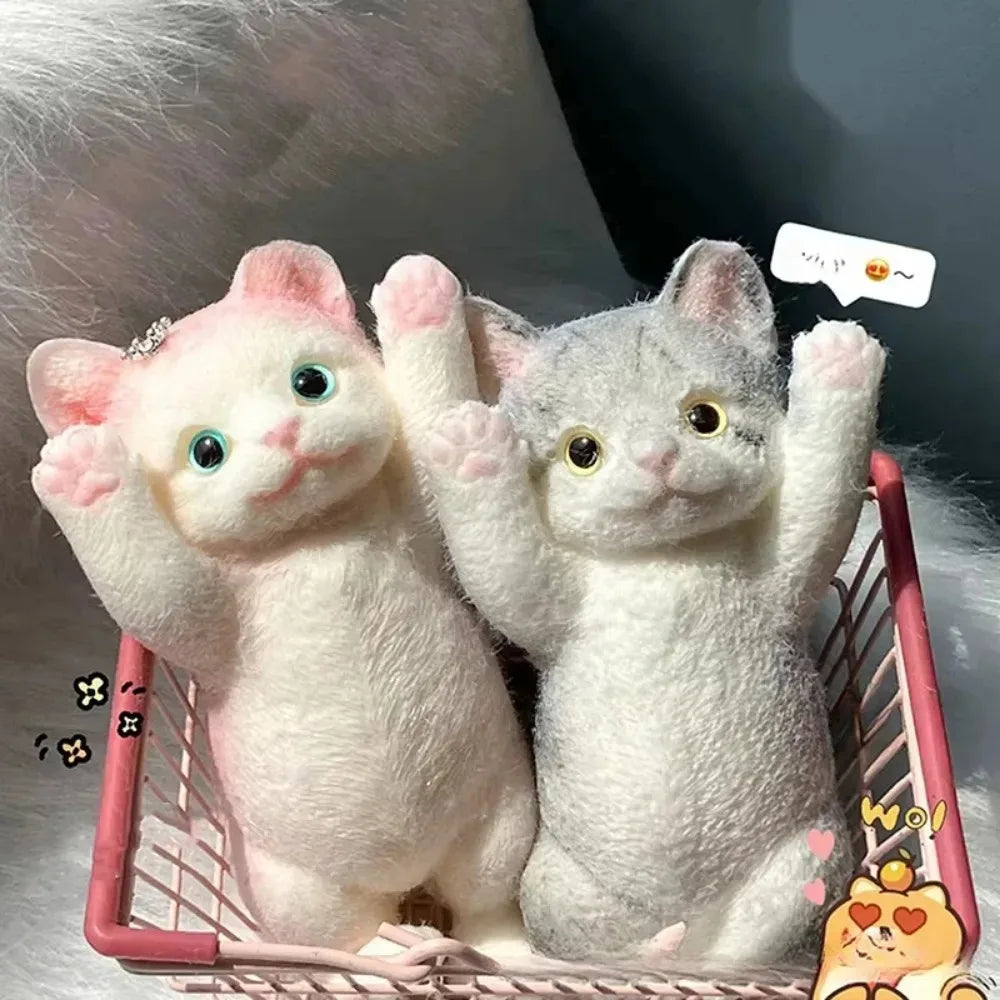 Realistic Fluffy Cat Stress Relieving Toy – Simulation Cat Doll Squeeze Gift for Kids & Adults