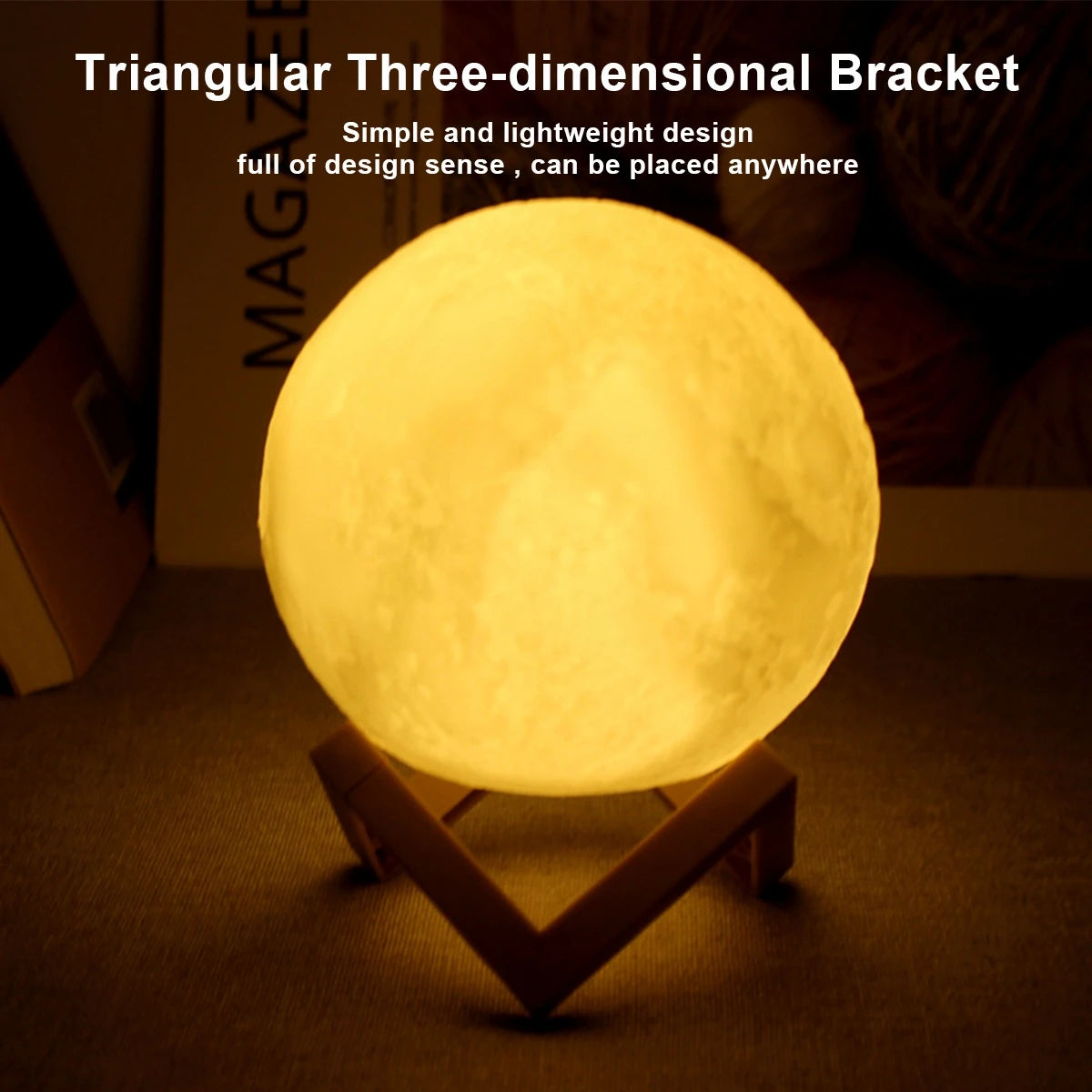 Moon Lamp LED Night Light – Battery-Powered Starry Light with Stand for Kids