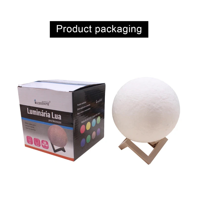 Moon Lamp LED Night Light – Battery-Powered Starry Light with Stand for Kids