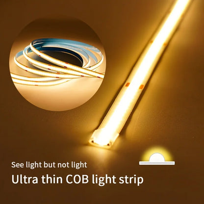 LED COB Light Strip with Touch Dimmer – USB Flexible Indoor Lighting for Room & Decor