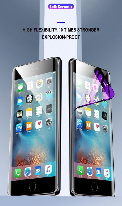 Explosion-Proof Ceramic Screen Protector for iPhone 7–14 Pro Max | Full Cover Soft Film Anti-Scratch Protective Glass
