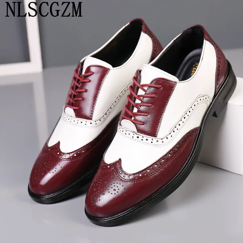 Italian Men’s Oxford Dress Shoes – Elegant Classic Brogue Formal Shoes for Business & Fashion (Zapatos Formales De Hombre)