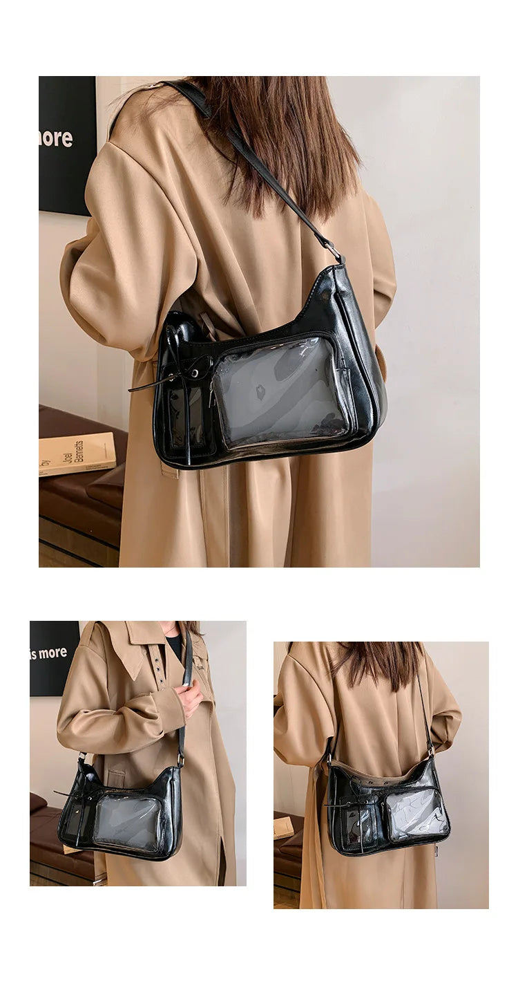 Women’s Korean Transparent Ita Shoulder Bag – Japanese Preppy Designer School Crossbody Purse