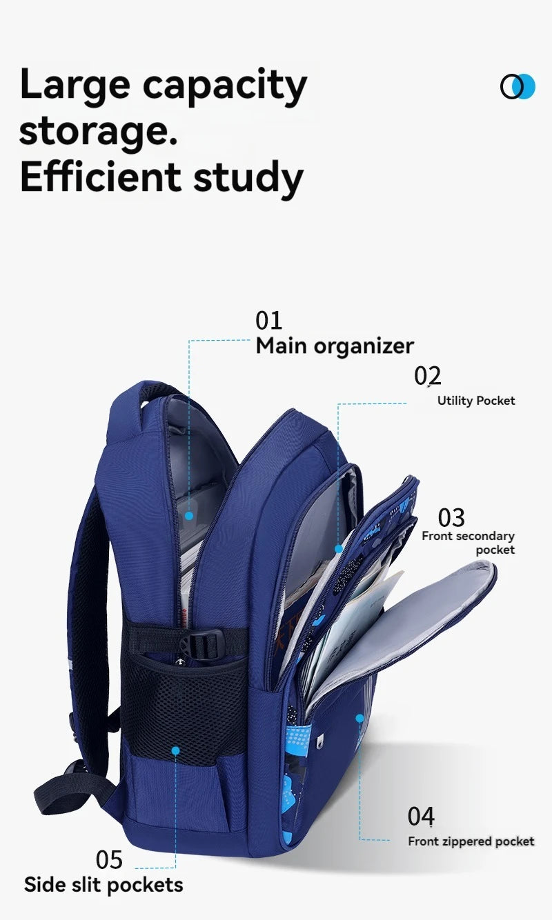 Children’s School Backpack – Lightweight Large Capacity Shoulder Bag for Boys (Grades 1–6, Ages 6–12)