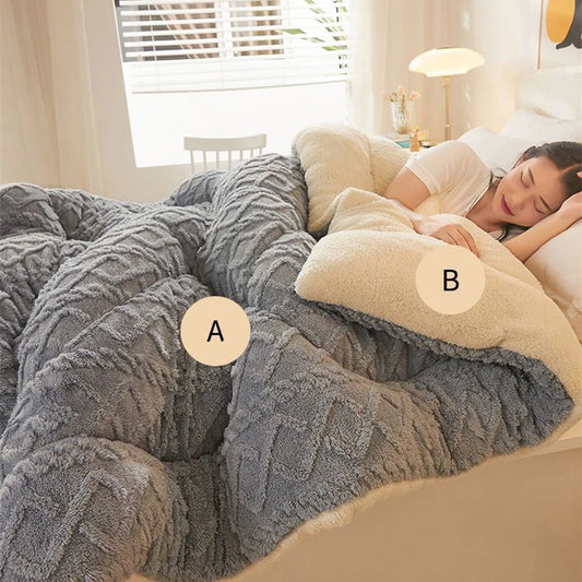 Super Thick Winter Warm Blanket – Artificial Lamb Cashmere Weighted Quilt Comforter for Bed
