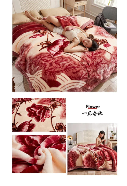 European Style Warm Raschel Blanket – Thickened Weighted Winter Comforter & Double-Sided Duvet
