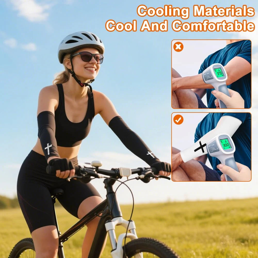 1 Pair Cross UV Cooling Arm Sleeves – Compression Sports Sleeves for Men & Women
