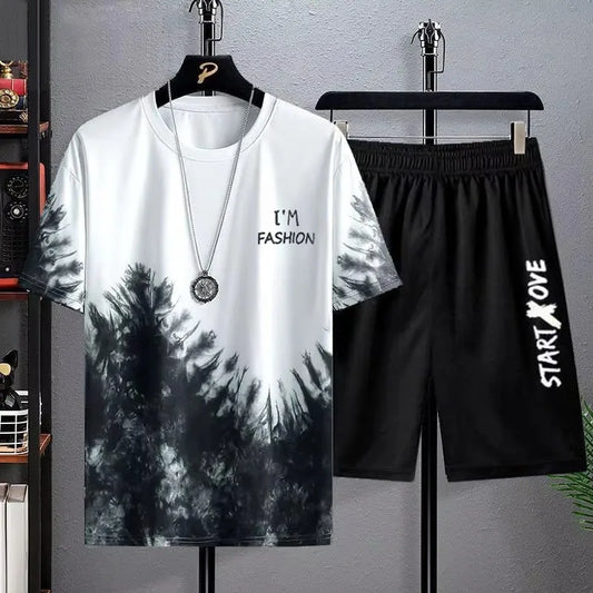 Men’s Summer Quick-Dry Tracksuit Set – 3D Printed Short Sleeve T-Shirt & Shorts Sportswear for Basketball & Casual Wear