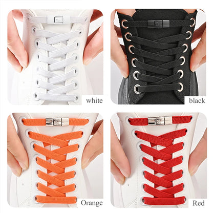 8mm No-Tie Elastic Shoe Laces – Press Lock Flat Shoelaces for Kids & Adults