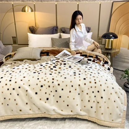 Winter Double Layer Raschel Blanket – Thick Warm Heavy Fluffy Fleece Quilt 150x200cm