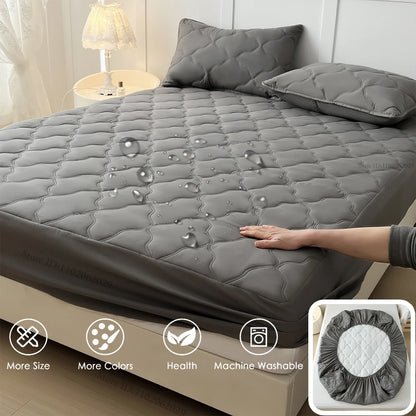 Waterproof Fitted Bed Sheets – Soft Microfiber Mattress Pads, Breathable Bedspread Protector for Single, Double, King, Queen Sizes