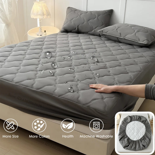 Waterproof Fitted Bed Sheets – Soft Microfiber Mattress Pads, Breathable Bedspread Protector for Single, Double, King, Queen Sizes