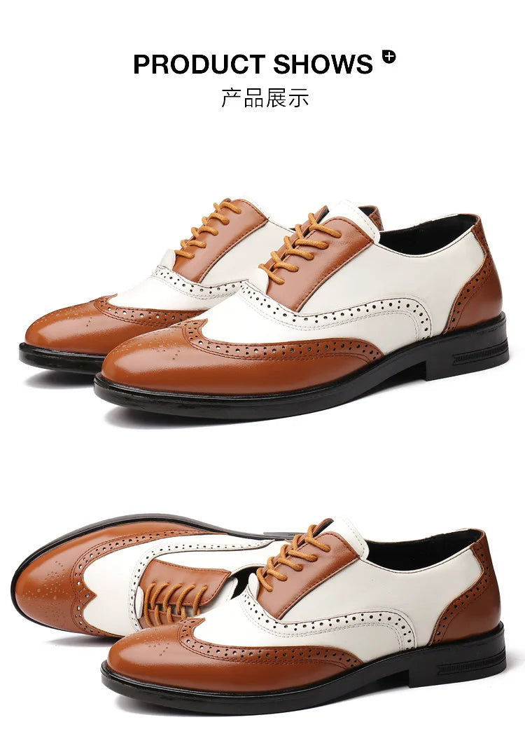 Italian Men’s Oxford Dress Shoes – Elegant Classic Brogue Formal Shoes for Business & Fashion (Zapatos Formales De Hombre)
