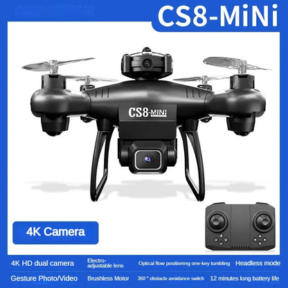 CS8 Mini Drone 4K HD Dual Camera – Professional Quadcopter with Obstacle Avoidance & 360° RC ESC Control