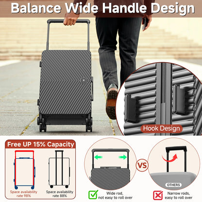 Lightweight 22" Carry-On Luggage – Hard Shell Suitcase with 360° Spinner Wheels, Airline-Approved & LSA Lock Dual Zippers