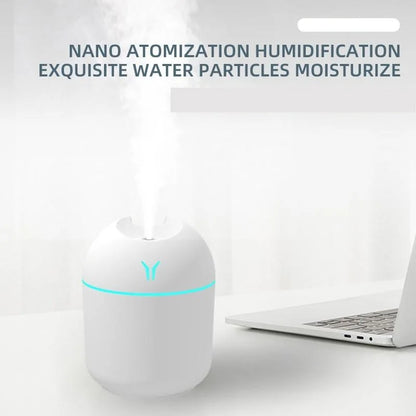 Air Humidifier & Essential Oil Diffuser – Ultrasonic Mute Mist Maker with LED Color Lamp for Home & Car