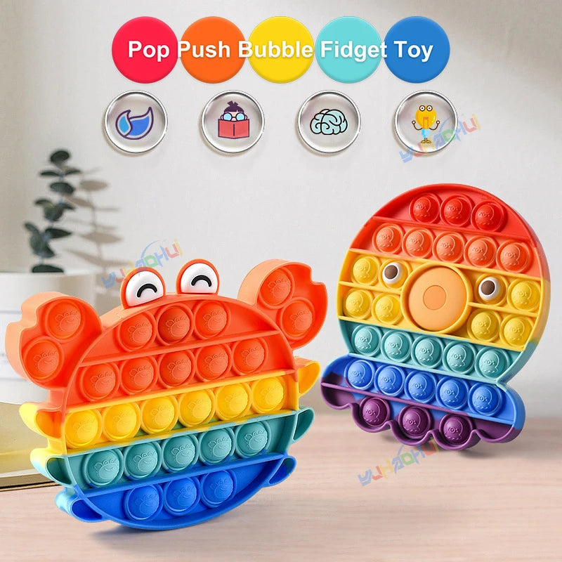 Rainbow Pop Push Bubble Fidget Toy – Stress Relief Sensory Toy for Kids & Adults