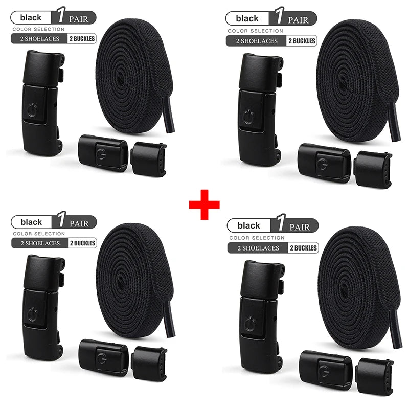 8mm No-Tie Elastic Shoe Laces – Press Lock Flat Shoelaces for Kids & Adults