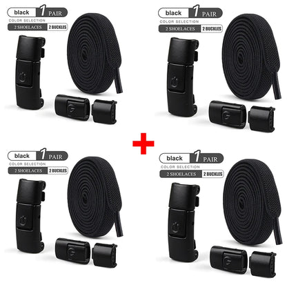 8mm No-Tie Elastic Shoe Laces – Press Lock Flat Shoelaces for Kids & Adults