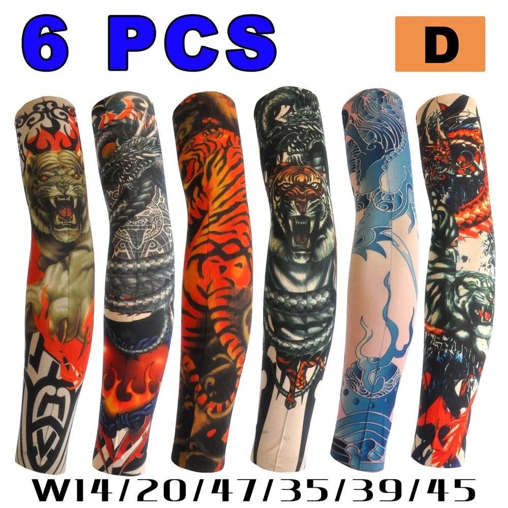 6 PCS Tattoo Sleeves for Men & Women – Elastic Arm Covers for Outdoor, Sports & Party Style