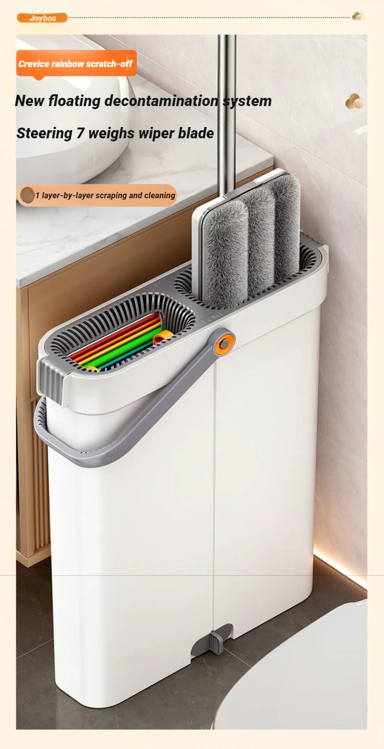 Spin Flat Mop With Bucket Set 40cm | Hands-Free Floor Cleaner with Automatic Water Separation & Microfiber Pads