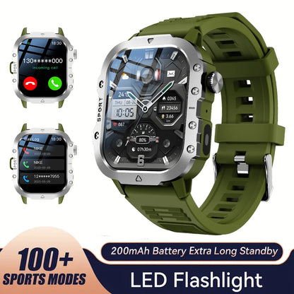 Smart Watch 2.01" HD Screen – Bluetooth Calling, LED Flashlight & Fitness Tracker for Men & Women