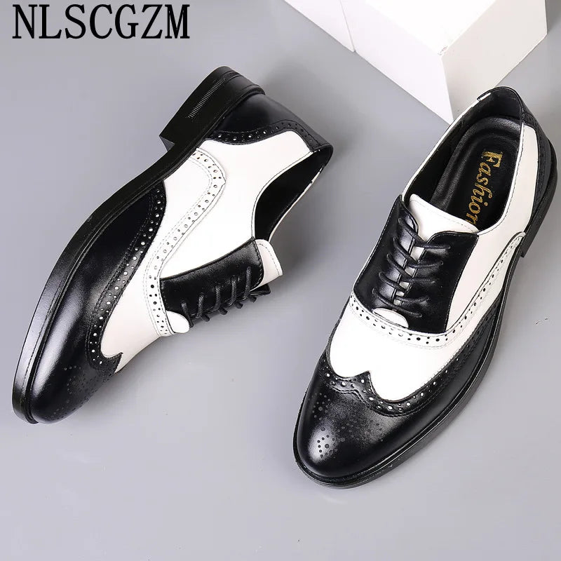 Italian Men’s Oxford Dress Shoes – Elegant Classic Brogue Formal Shoes for Business & Fashion (Zapatos Formales De Hombre)