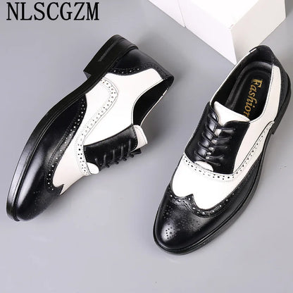 Italian Men’s Oxford Dress Shoes – Elegant Classic Brogue Formal Shoes for Business & Fashion (Zapatos Formales De Hombre)