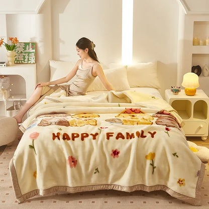 Double Layer Winter Plush Blanket – Thick Soft Warm Fluffy Fleece Quilt 150x200cm