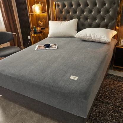 Soft Warm Thick Velvet Fitted Sheet – High Quality Non-Slip Elastic Mattress Cover & Adjustable Bed Protector