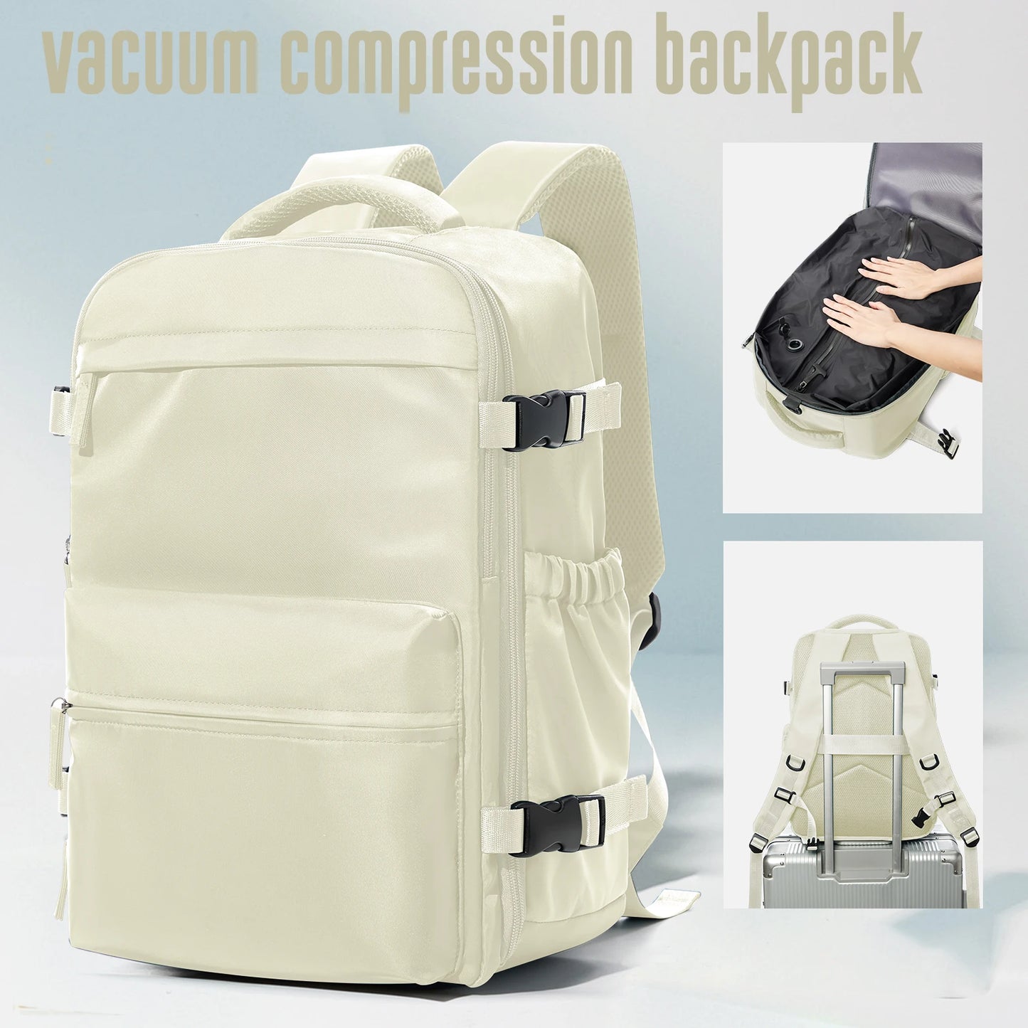 Vacuum Backpack Travel Bag – Large Capacity Expandable Business & School Laptop Backpack for Men & Women