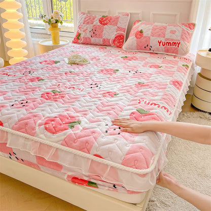 Fitted Sheet Winter Thickened Padded Three-Piece Set – Non-Slip Mattress Protective Cover