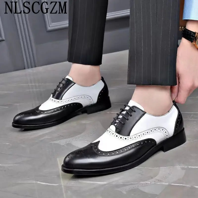 Italian Men’s Oxford Dress Shoes – Elegant Classic Brogue Formal Shoes for Business & Fashion (Zapatos Formales De Hombre)