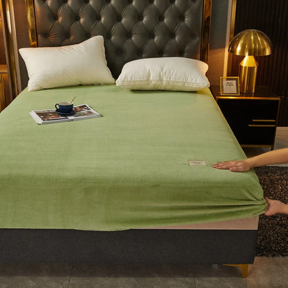Soft Warm Thick Velvet Fitted Sheet – High Quality Non-Slip Elastic Mattress Cover & Adjustable Bed Protector