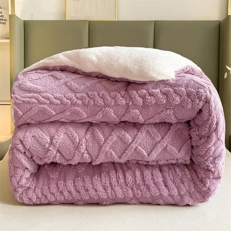 Warm Winter Super Thick Blanket Quilt – Artificial Lamb Cashmere Weighted Comforter for Bed
